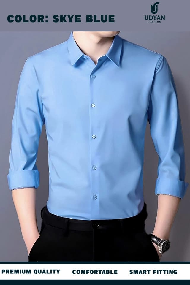 smart people wearing HIGH SPANDEX SKYE BLUE COLOR SHIRT
