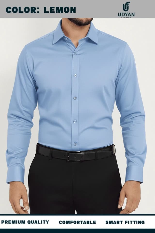 smart people wearing 100 % COTTON OXFORD SHIRT SKYE COLOR