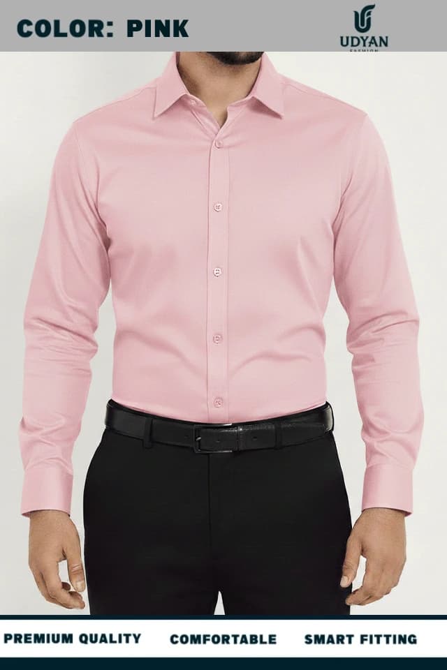 smart people wearing 100 % COTTON OXFORD SHIRT PINK COLOR