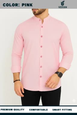 BAND COLLAR OXFORD SHIRT PINK COLOR