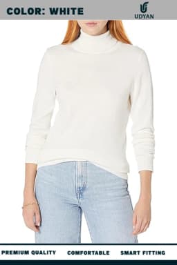 WHITE COLOR TURTLE NECK SWEATER