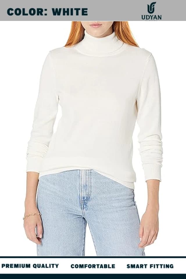 WHITE COLOR TURTLE NECK SWEATER