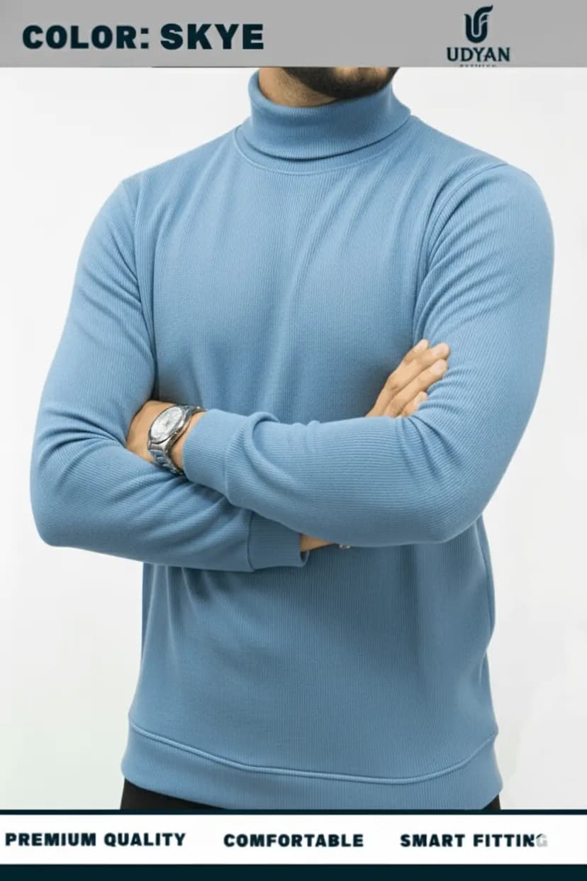 LIGHT ASH COLOR HIGH NECK SWEATER