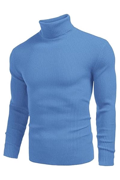 HIGH NECK BLUE SWEATER