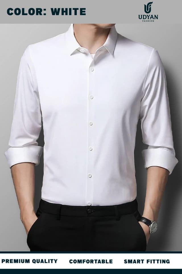 smart people wearing ANTI WRINKLE SHIRT BLACK COLOR