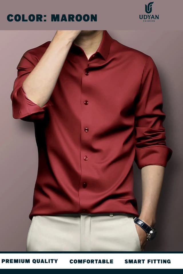 smart people wearing  ANTI WRINKLE SHIRT MAROON COLOR