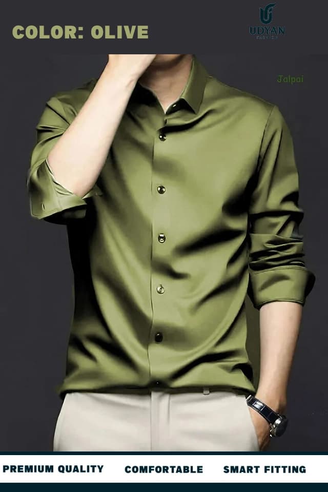 smart people wearing ANTI WRINKLE SHIRT OLIVE COLOR
