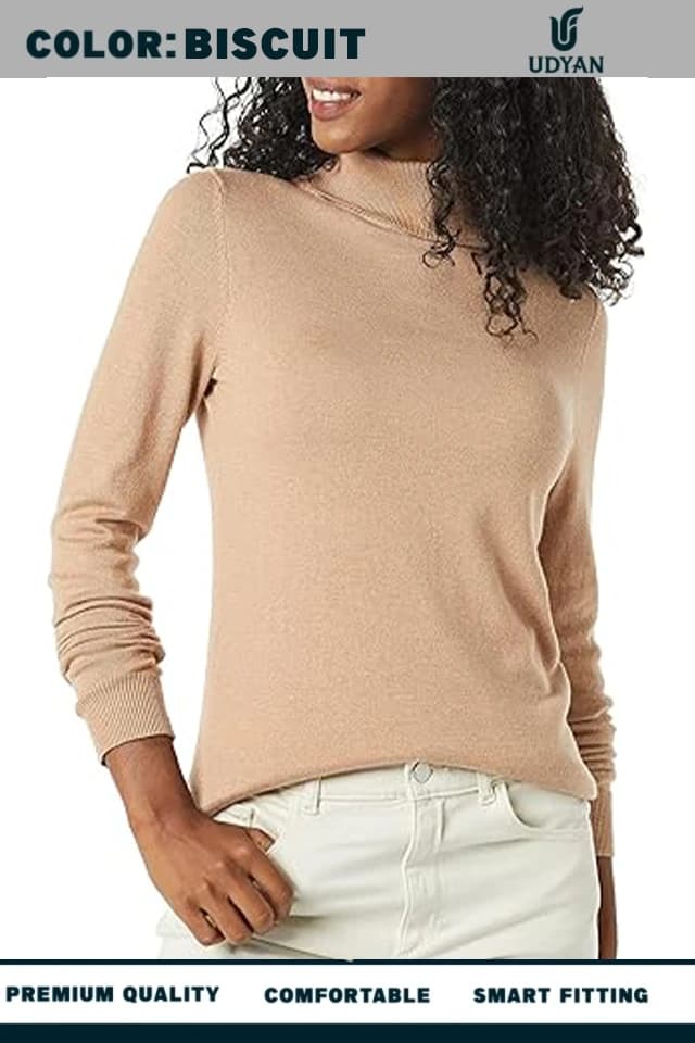 smart people wearing BISCUIT COLOR TURTLE NECK SWEATER