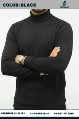 BLACK COLOR HIGH NECK SWEATER