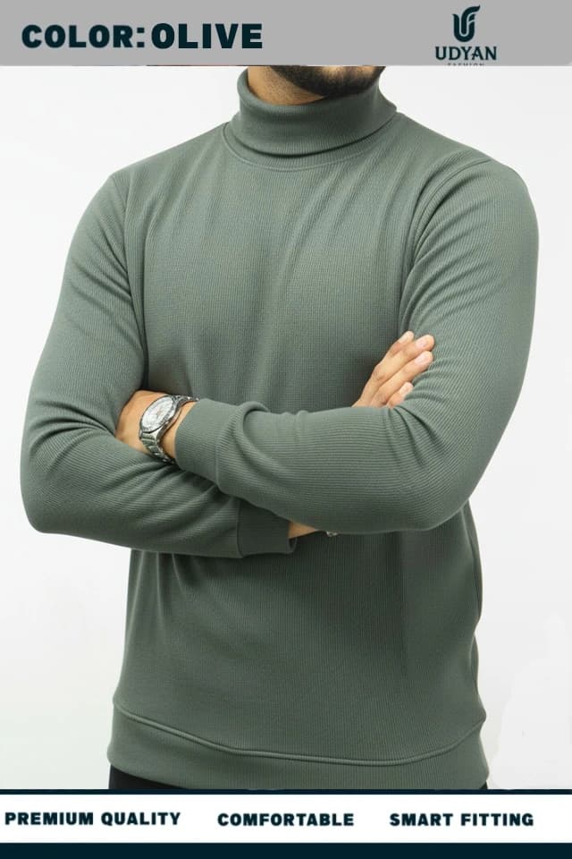 OLIVE COLOR HIGH NECK SWEATER