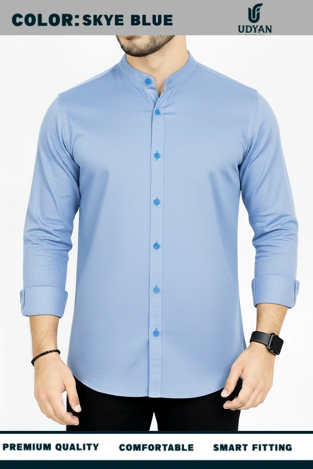 BAND COLLAR OXFORD SHIRT JAM COLOR