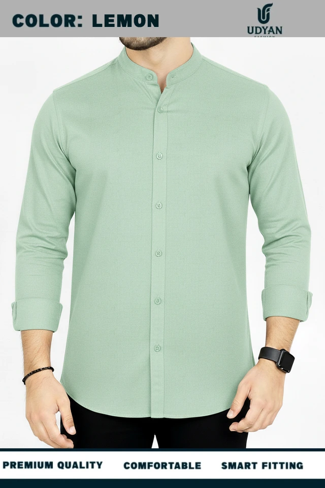  BAND COLLAR OXFORD SHIRT LEMON COLOR