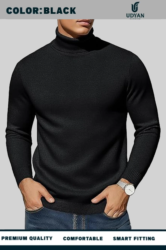 BLACK COLOR HIGH NECK SWEATER