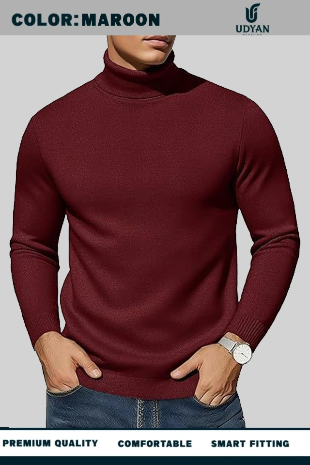 MAROON COLOR HIGH NECK SWEATER