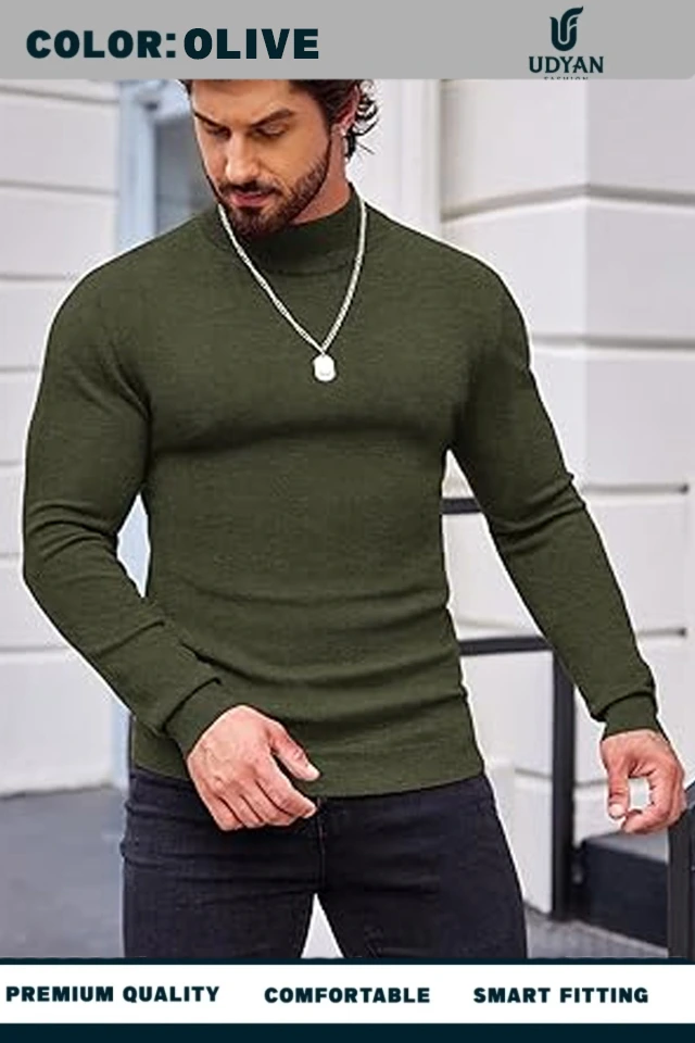 OLIVE COLOR HIGH NECK SWEATER